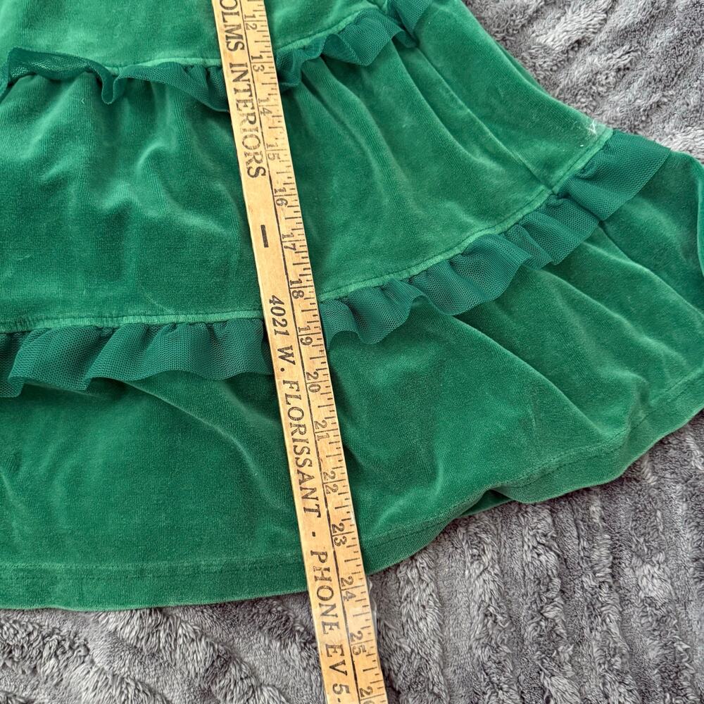 Hanna Andersson | Green Tiered Short Sleeve Dress Christmas Holiday Velvet - Picture 6 of 7